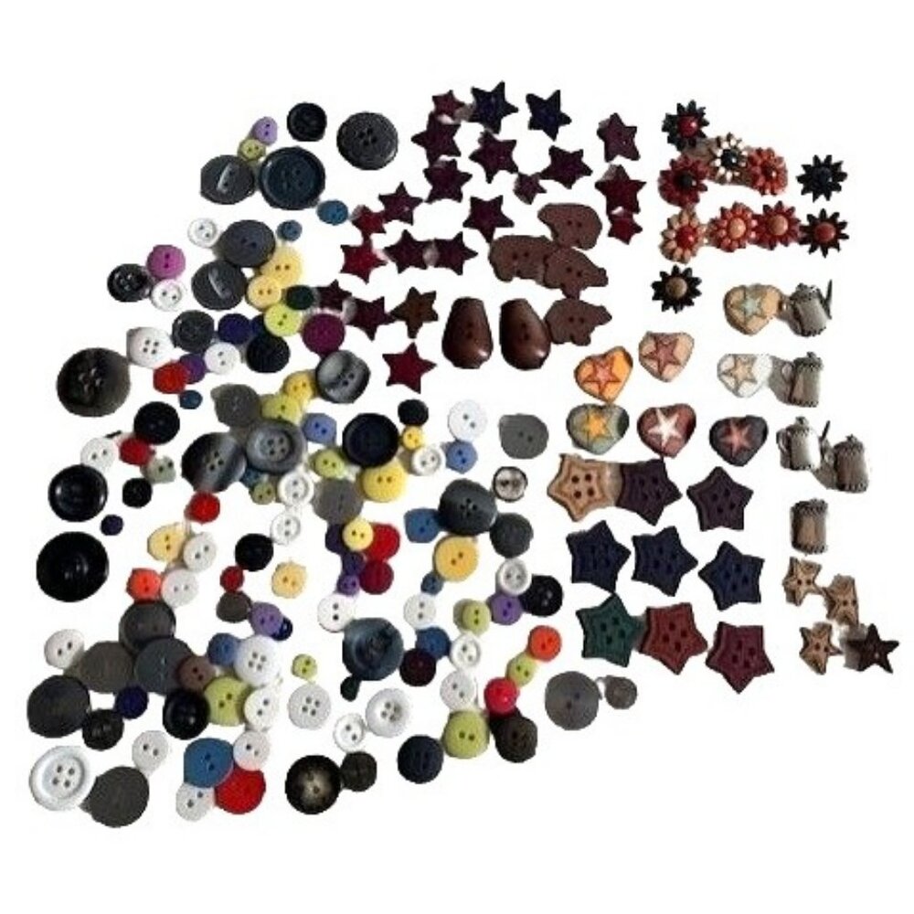 Multi-Color Star Heart Sewing Craft Scrapbooking Button Set Lot 195 Pcs